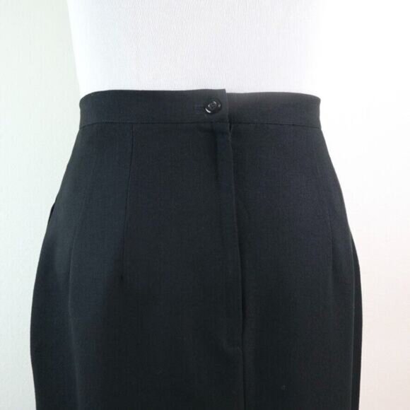 Vintage Worthington Size 16 Wool Blend Pencil Skirt Black High Waist Pockets - Picture 5 of 12